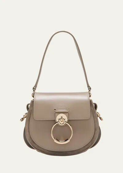 Chloé Tess Small Crossbody Bag In Leather In Grey