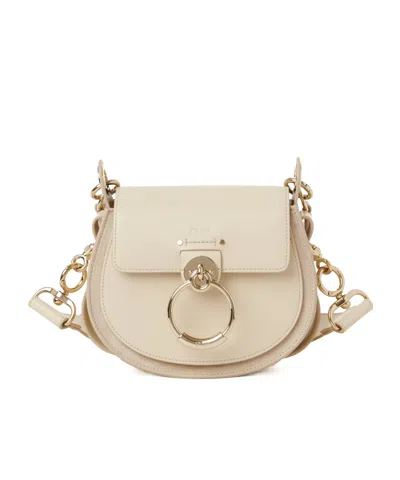 Chloé Tess Small Logo Shoulder Bag In Nude