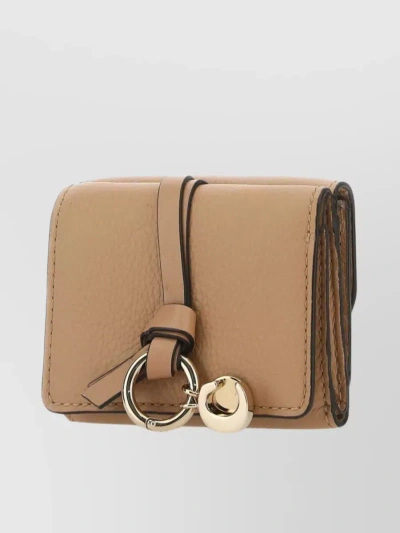 Chloé Textured Leather Bifold Cardholder With Detachable Strap In Brown