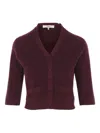 Chloé Textured Button Cardigan In Burgundy