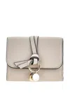 Chloé Pebbled Wallet Cardholder Decorative Ring Detail In Gray