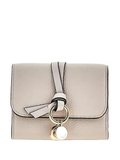 Chloé Textured Charm Wallet In Neutral