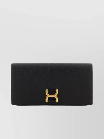 Chloé Textured Grained Calf Leather Wallet In Black