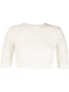 Chloé Textured Knit Cropped Pullover With Round Neckline In White