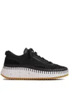 Chloé Textured Lace-up Sneakers In Black
