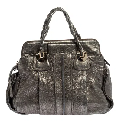 Chloé Textured Leather Heloise Satchel In Grey