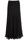 Chloé Chloe Textured Silk-chiffon Maxi Skirt In Black