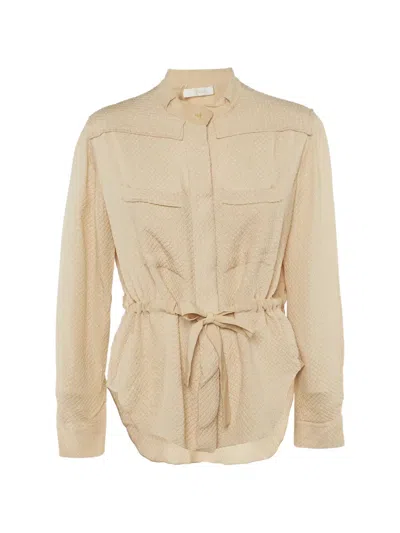 Pre-owned Chloé Textured Tie-waist Shirt In Neutral
