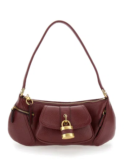 Chloé 'the 99' Bordeaux Shoulder Bag With Padlock In Hammered Leather Woman