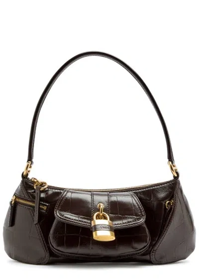 Chloé Chloe The 99 Crocodile-effect Leather Shoulder Bag In Brown