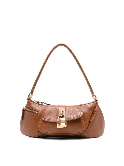 Chloé The 99 Shoulder Bag In Shiny Grained Calfskin In Clay Brown