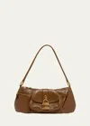 Chloé The 99 Shoulder Bag In Grained Calfskin In Dark Khaki