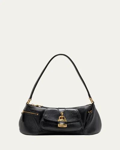 Chloé The 99 Shoulder Bag In Shiny Grained Calfskin In Black