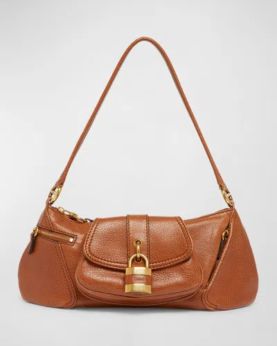 Chloé The 99 Shoulder Bag In Shiny Grained Calfskin In Clay Brown