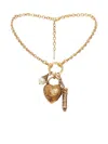 Chloé Heart Pendant Necklace With Charm And Pearl In Gold