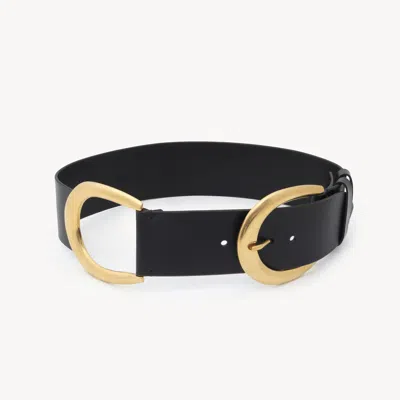Chloé C Buckle Leather Belt In Black