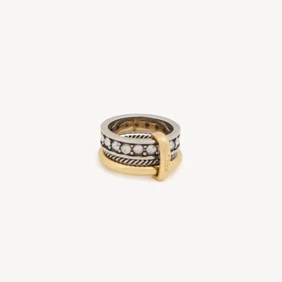 CHLOÉ THE CHLOÉ ANTIQUE PEARLS RING GOLD SIZE L-½ 100% BRASS