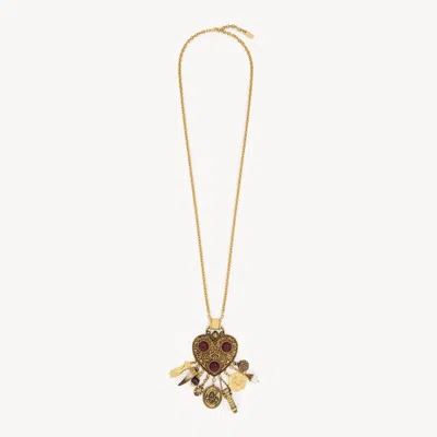 Chloé The  Heartfull Pendant Necklace Red Size Onesize 100% Brass In Gold
