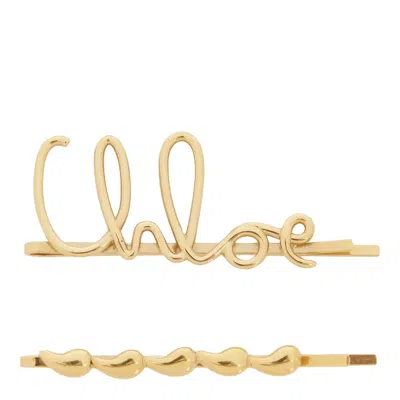 Chloé Chloe Women Gold Metal Chloe Iconic Hair Clips In Metallic