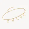 Chloé Metallic Belt With Adjustable Hook Closure And Logo Lettering Charm In Brass Woman