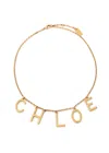 Chloé Metallic Belt With Adjustable Hook Closure And Logo Lettering Charm In Brass Woman