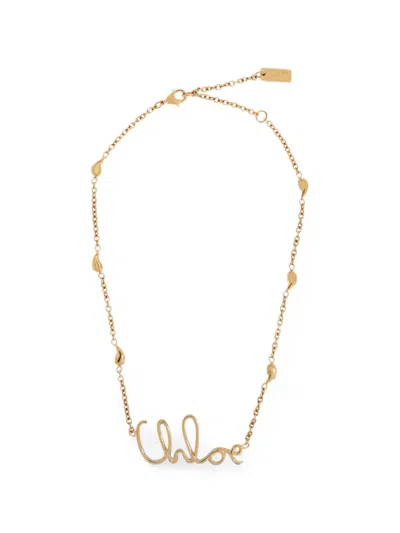 Chloé The  Logo-plaque Necklace In Gold