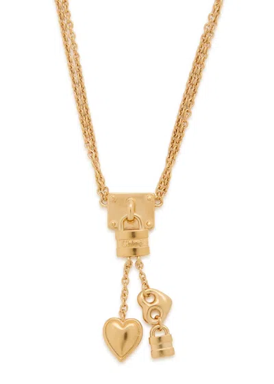 Chloé Chloe The  Mini Paddington Charm Drop Necklace In Gold