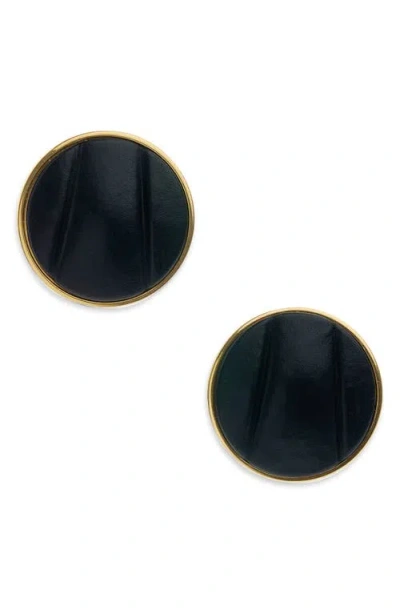 Chloé Leather Pleats Clip-on Earrings In Black