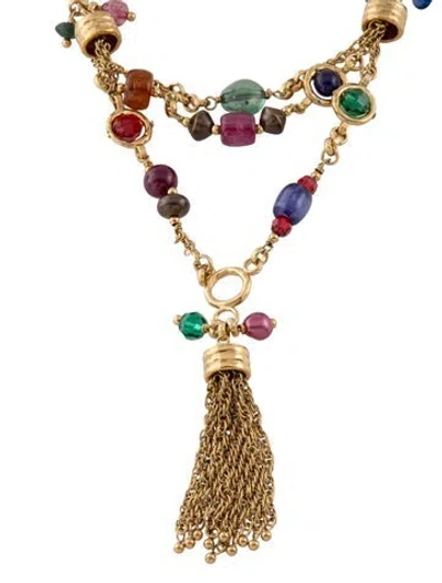 Pre-owned Chloé The  Pompoms Crystal Beaded Multistrand Necklace, 19.5"