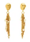 Chloé Gold-tone Shell Pearl Drop Earrings In Gold