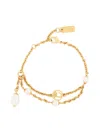Chloé The Classy Brass And Glass Pearl Bracelet Accessories In Gold