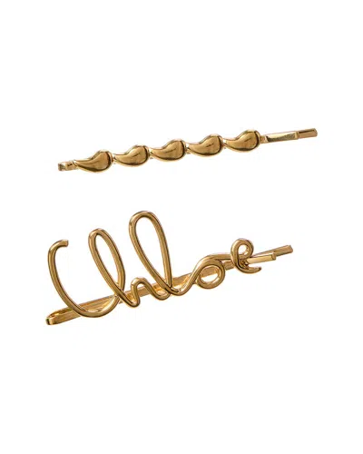 Chloé Chloe Women Gold Metal Chloe Iconic Hair Clips In Metallic