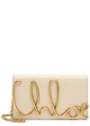 Chloé Metal Logo Crossbody Bag In Smooth Calfskin In Beige