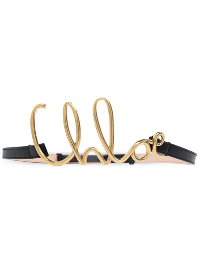 Chloé Iconic Leather Belt Gold-tone Hardware In Black