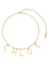 Chloé Metallic Belt With Adjustable Hook Closure And Logo Lettering Charm In Brass Woman