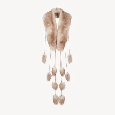 Chloé The Treasure Tails Scarf In Shearling In Neutral