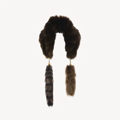 Chloé The Treasure Tails Scarf In Shearling Brown Size Onesize 100% Ovis Aries Shearling, Farmed, Coo Spai