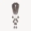 Chloé The Treasure Tails Scarf In Shearling Silver Size Onesize 100% Ovis Aries Shearling, Farmed, Coo Spa In Silver