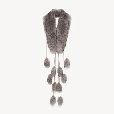 Chloé The Treasure Tails Scarf In Shearling Silver Size Onesize 100% Ovis Aries Shearling, Farmed, Coo Spa