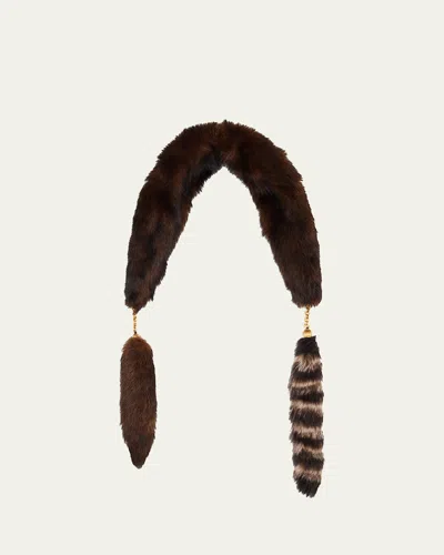 Chloé The Treasure Tails Shearling Scarf In Black