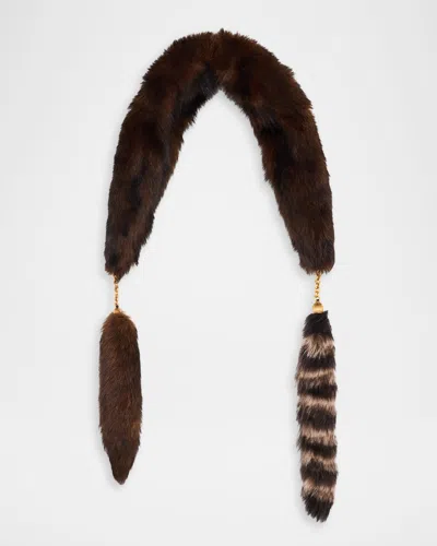 Chloé The Treasure Tails Shearling Scarf In Black