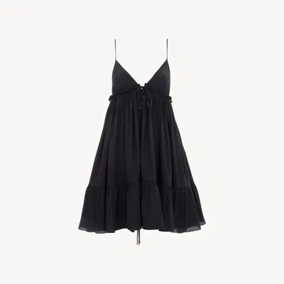 CHLOÉ THIN-STRAP GATHERED MINI DRESS IN CRÊPE DE CHINE