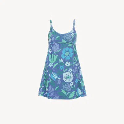 CHLOÉ THIN-STRAP MINI DRESS IN COTTON JERSEY BLUE SIZE S 100% COTTON