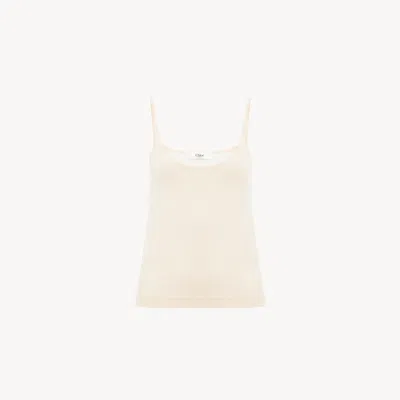 Chloé Thin-strap Tank Top In Superfine Wool Knit In Neutral
