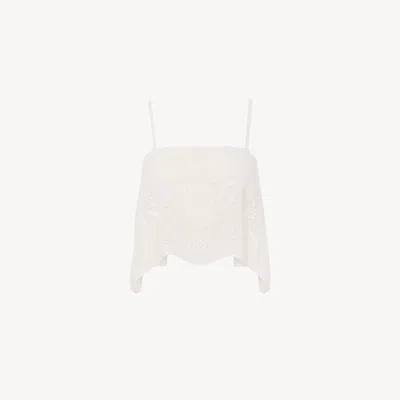 Chloé Thin-strap Cropped Top In A Cotton Knit In White