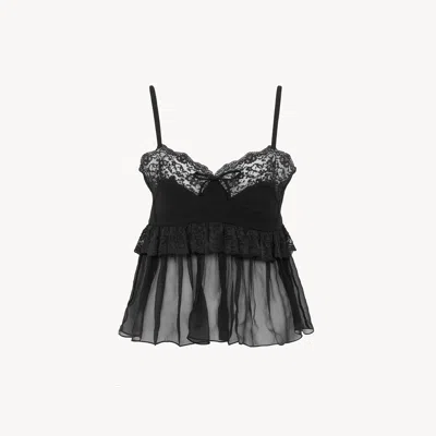 Chloé Top Lingerie À Fines Bretelles En Crêpe De Chine In Black
