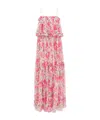 Chloé Chloe Floral Print Ruffled Silk-chiffon Maxi Dress In Pink