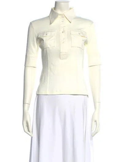 Pre-owned Chloé Three-quarter Sleeve Polo In White
