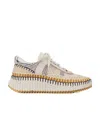 Chloé Nama Embroidered Suede And Recycled-mesh Sneakers In White
