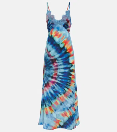Chloé Tie-dye Silk Midi Dress In Blue
